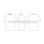 Mens Basic Crew Neck Flat Sketch-front, side and back views.