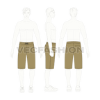 Mens board shorts flat sketch, croqui sketch