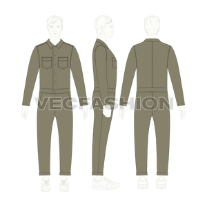 Mens Boiler Suit Vector Sketch on croqui