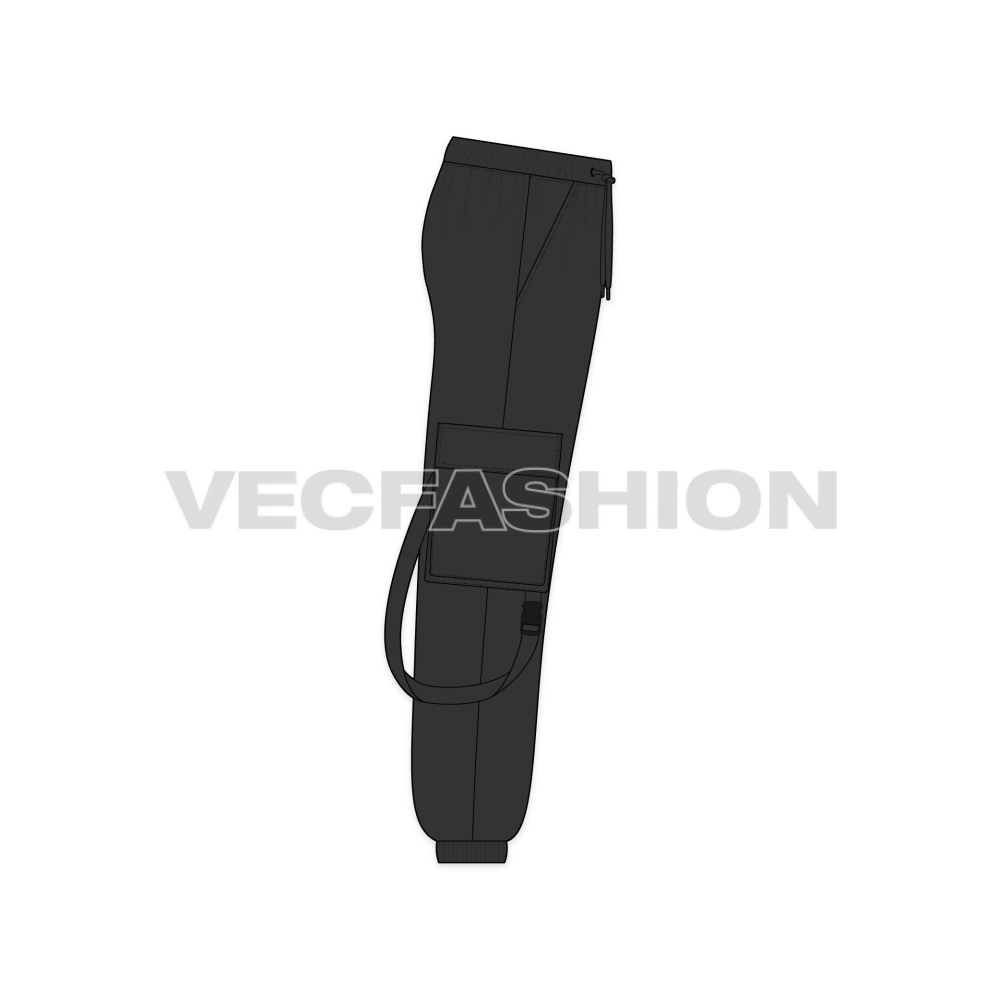 Mens Cargo Joggers Flat Sketch-side view