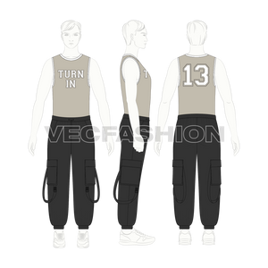 Mens Cargo Joggers Flat Sketch-on croqui