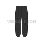 Mens Cargo Joggers Flat Sketch-back view