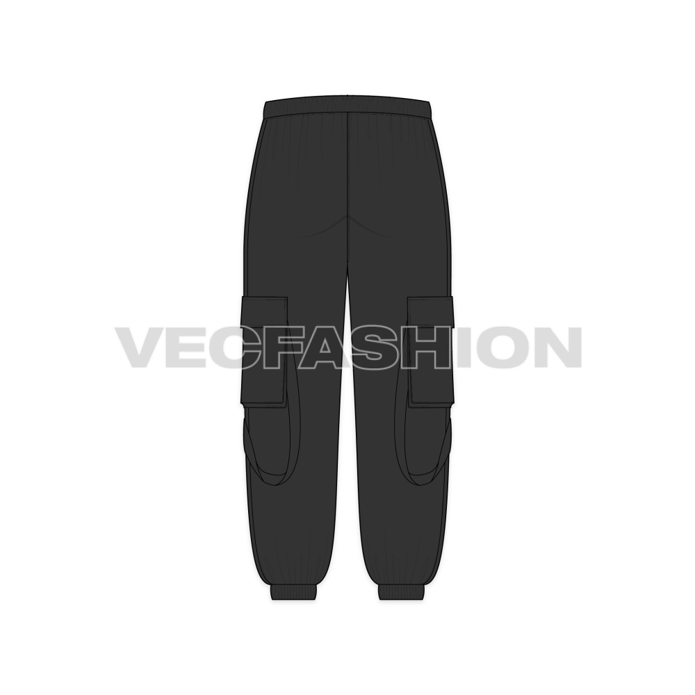 Mens Cargo Joggers Flat Sketch-back view
