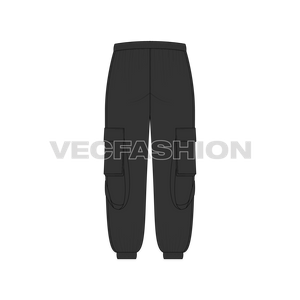 Mens Cargo Joggers Flat Sketch-back view