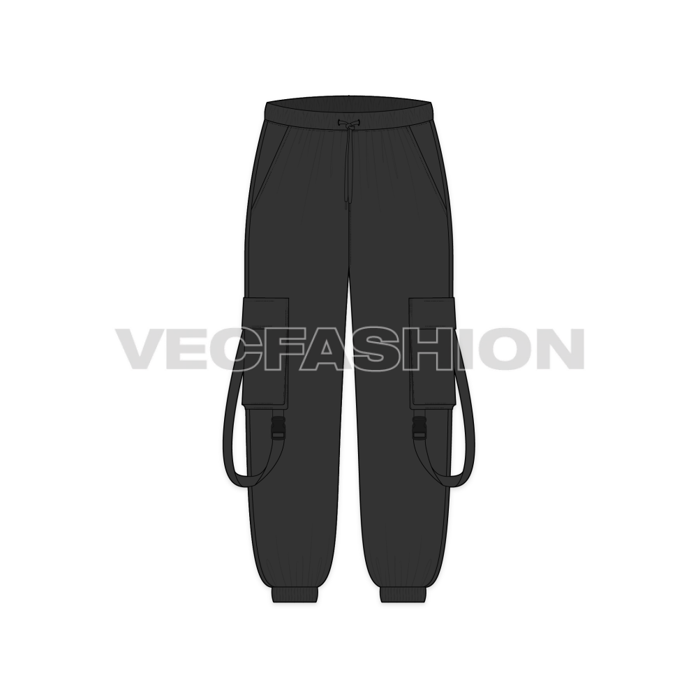 Mens Cargo Joggers Flat Sketch-front view