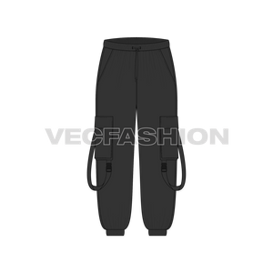 Mens Cargo Joggers Flat Sketch-front view