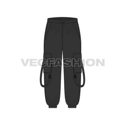 Mens Cargo Joggers Flat Sketch-front view