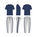 Mens cotton pajama set flat sketch, showing all views, front, side and back
