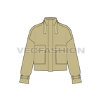 Mens Cropped Oversized Jacket flat sketch, front view