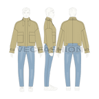 Mens Cropped Oversized Jacket flat sketch, croqui sketch