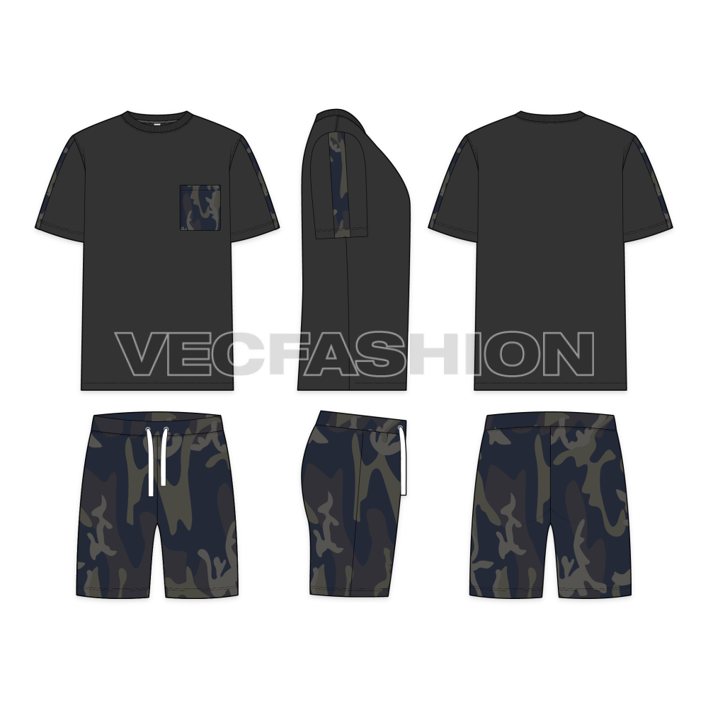 Mens Day Summer Set Flat Sketch