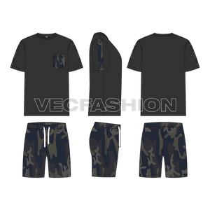 Mens Day Summer Set Flat Sketch