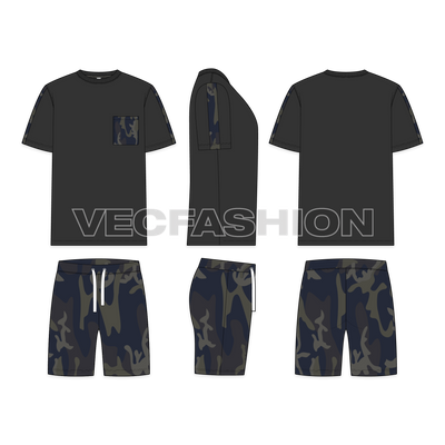 Mens Day Summer Set Flat Sketch