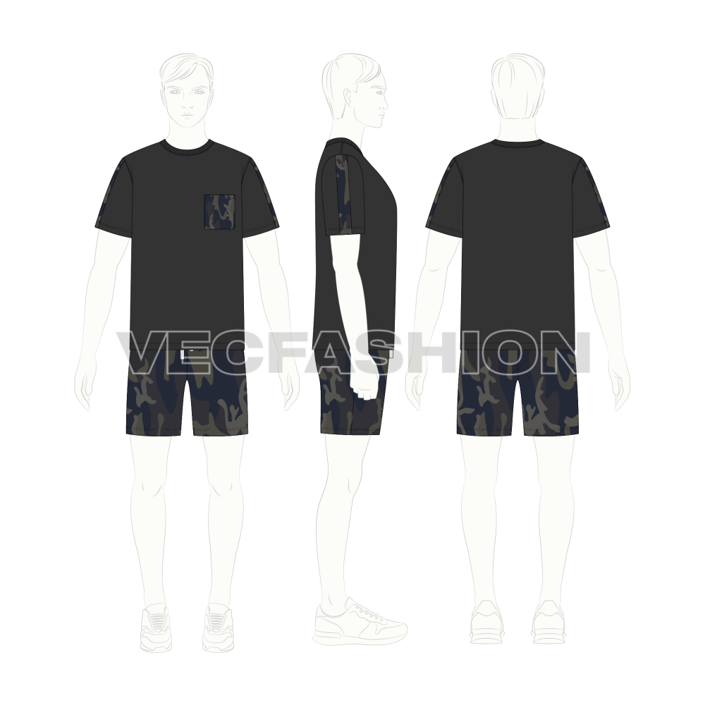 Mens Day Summer Set Flat Sketch on Croqui