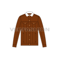Mens Denim Jacket Flat Sketch-front view