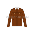 Mens Denim Jacket Flat Sketch-front view