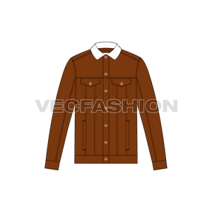 Mens Denim Jacket Flat Sketch-front view