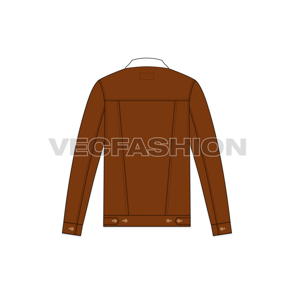 Mens Denim Jacket Flat Sketch-back view