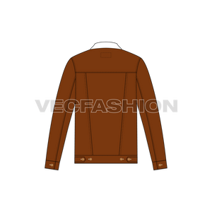 Mens Denim Jacket Flat Sketch-back view