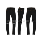 Mens Ripped denim jeans flat sketch-front, side and back views.