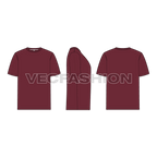 Mens t-shirt flat sketch, showing all views of the t-shirt