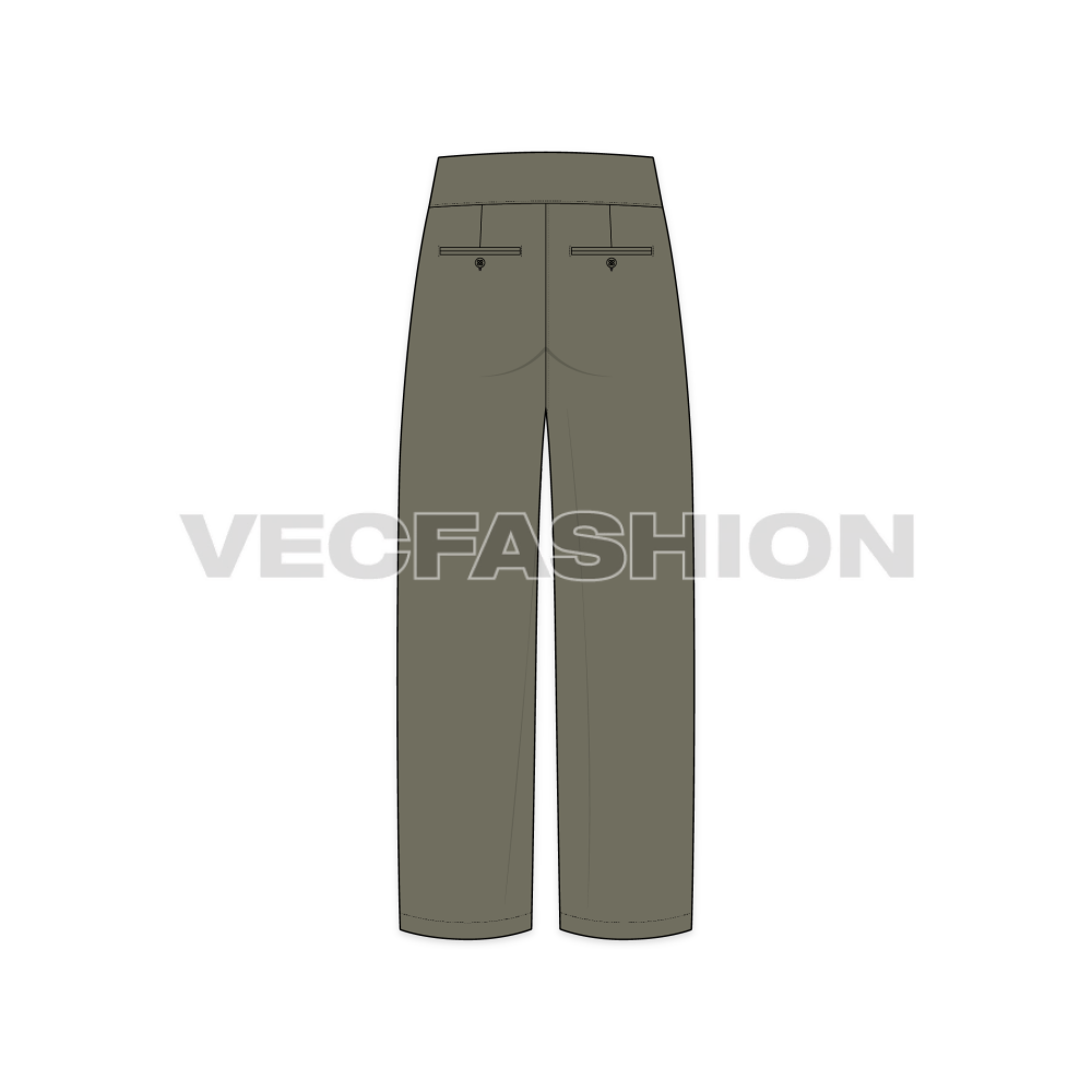 Mens High Waisted Lose Fit Pants-back view