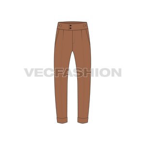 Mens High Waisted Pants Flat Sketch-front veiw