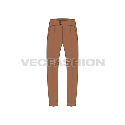 Mens High Waisted Pants Flat Sketch-front veiw