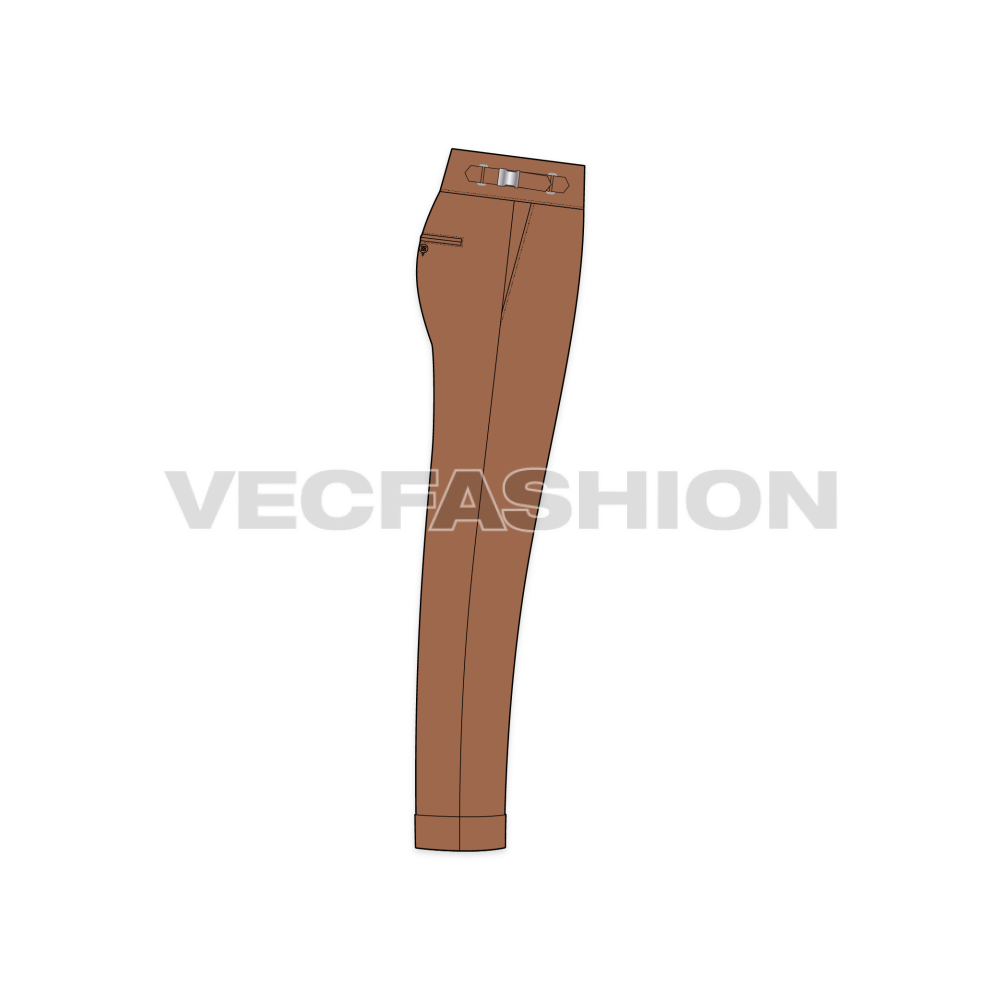 Mens High Waisted Pants Flat Sketch-Side view
