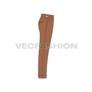 Mens High Waisted Pants Flat Sketch-Side view