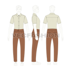 Mens High Waisted Pants Flat Sketch-on croqui