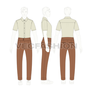 Mens High Waisted Pants Flat Sketch-on croqui