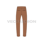 Mens High Waisted Pants Flat Sketch-back view