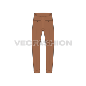 Mens High Waisted Pants Flat Sketch-back view