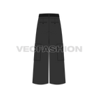 Mens High Waisted Wide Leg Cargo Pants-back view