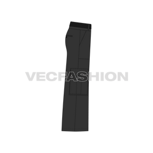 Mens High Waisted Wide Leg Cargo Pants - side view