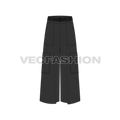 Mens High Waisted Wide Leg Cargo Pants - front view