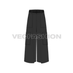 Mens High Waisted Wide Leg Cargo Pants - front view
