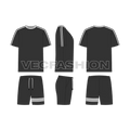 Mens loungewear set, striped sleeve flat sketch, showing all views, front, side and back