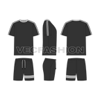 Mens loungewear set, striped sleeve flat sketch, showing all views, front, side and back