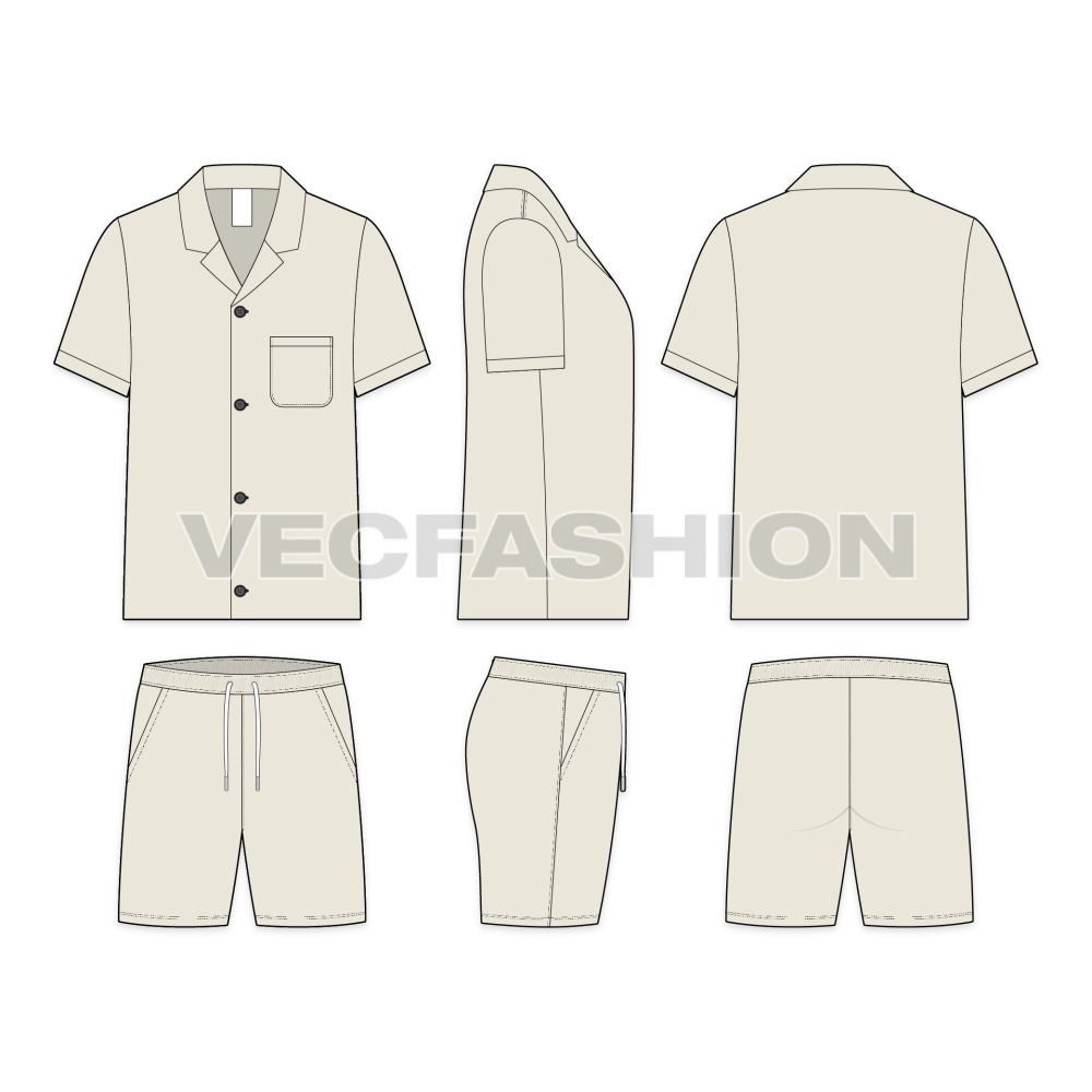 Mens Loungewear Set Flat Sketch