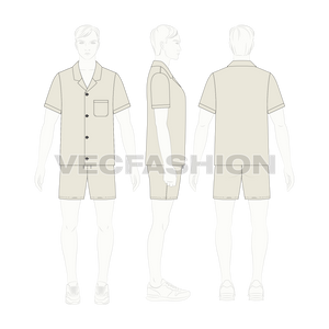 Mens Loungewear Set Flat Sketch-on croqui