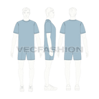 Mens loungewear clothing set flat sketch, on croqui