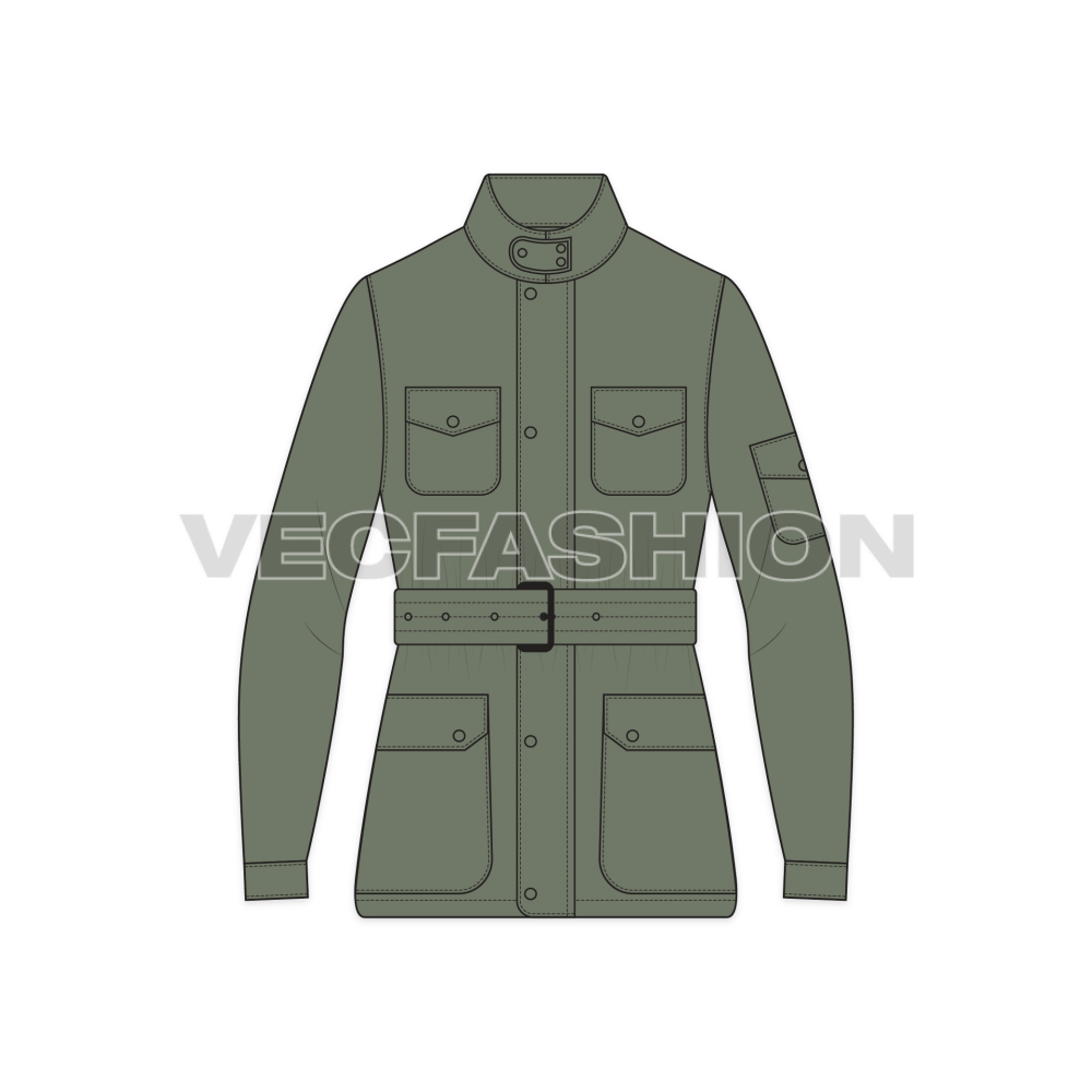 Mens Norfolk Jacket Vector Template - Front view
