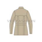 A flat technical line drawing of a Norfolk long-sleeve jacket shown from the back, rendered in a khaki color on a plain white background.