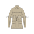 A flat technical line drawing of a Norfolk long-sleeve utility jacket or overshirt in a khaki color, shown front-facing on a plain white background.