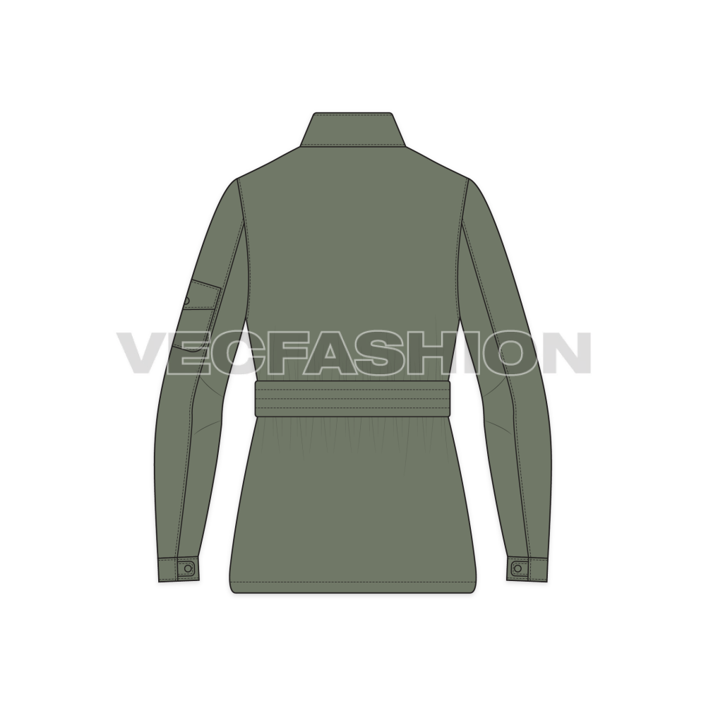 Mens Norfolk Jacket Vector Template - Back view