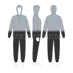Mens Oversized Hoodie with Track Pants Flat Sketch on croqui