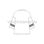Mens Oversized Tee Free Flat Sketch showing back view with two black stripes on the sleeves.