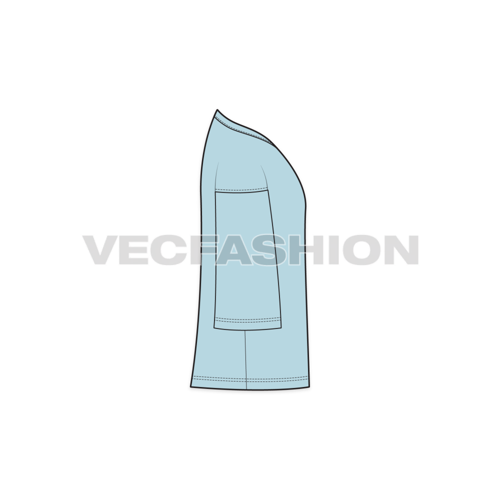 Mens Oversized Tee Free Flat Sketch-side view